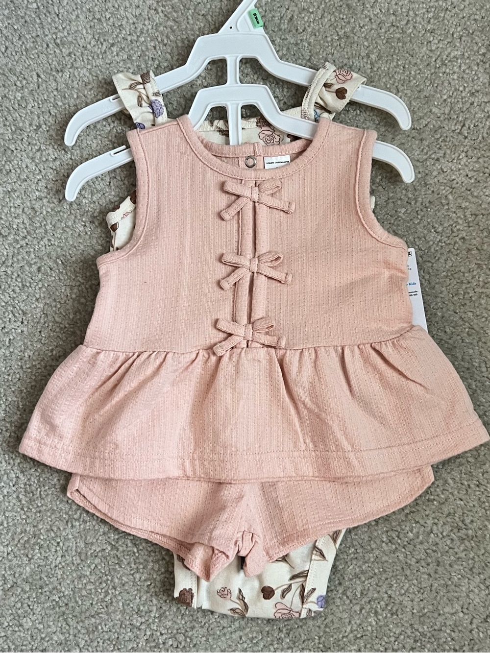Girls' Pink Peplum Set - Soft Textured Knit